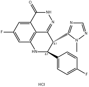 (8S,9R)-5-fluoro-8-(4-fluorophenyl)-9-(1-methyl-1H-1,2,4-triazol-5-yl)-2,7,8,9-tetrahydro-3H-pyrido[4,3,2-de]phthalazin-3-one hydrochloride Structure