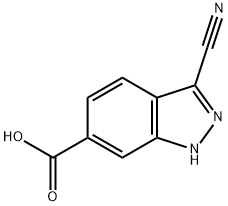 3-氰基-1H-吲唑-6-羧酸 结构式