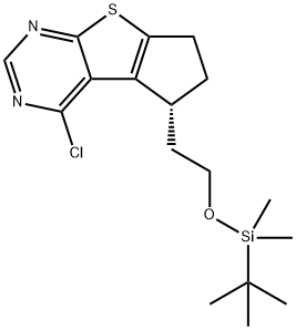 (R)-5-(2-((叔-丁基二甲基甲硅烷基)氧代)乙基)-4-氯-6,7-二氢-5H-环戊二烯并[4,5]噻吩并[2,3-D]嘧啶,1388894-05-0,结构式