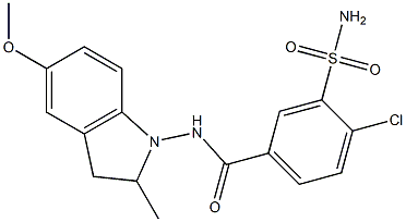 4-chloro-N-(5-methoxy-2-methyl-2,3-dihydroindol-1-yl)-3-sulfamoylbenzamide Structure