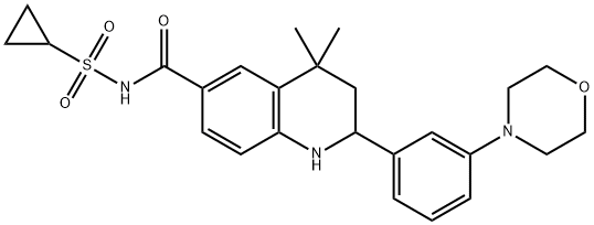 N-(cyclopropanesulfonyl)-4,4-dimethyl-2-[3-(morpholin-4-yl)phenyl]-1,2,3,4-tetrahydroquinoline-6-carboxamide, 1391608-77-7, 结构式