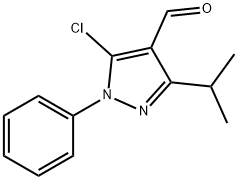 5-クロロ-1-フェニル-3-(プロパン-2-イル)-1H-ピラゾール-4-カルブアルデヒド 化学構造式