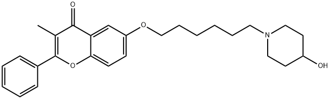 4H-1-Benzopyran-4-one, 6-[[6-(4-hydroxy-1-piperidinyl)hexyl]oxy]-3-methyl-2-phenyl- Struktur
