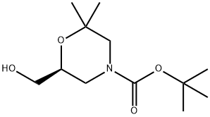 (S)-TERT-BUTYL 6-(HYDROXYMETHYL)-2,2-DIMETHYLMORPHOLINE-4-CARBOXYLATE, 1400589-80-1, 结构式