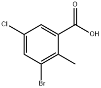 3-溴-5-氯-2-甲基-苯甲酸 结构式