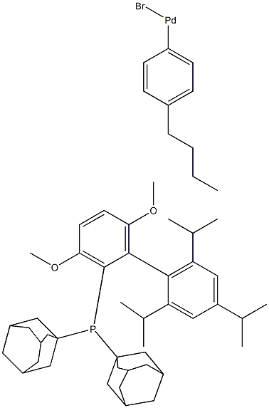 Bromo(4-butylphenyl)[2-(di-1-adamantylphosphino)-3,6-dimethoxy-2',
4',6'-tri-i-propyl-1,1'-biphenyl]palladium(II) Structure
