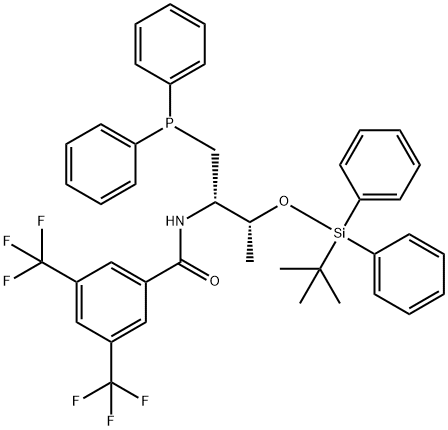 N-[(1S,2R)-2-[[(1,1-二甲基乙基)二苯基甲硅烷基]氧基]-1-[(二苯基膦基)甲基]丙基]-3,5-二(三氟甲基)苯甲酰胺 结构式