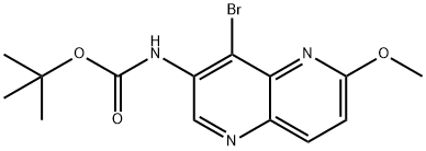 tert-butyl (4-bromo-6-methoxy-1,5-naphthyridin-3-yl)carbamate Struktur
