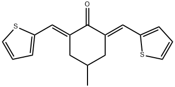 (2E,6E)-4-methyl-2,6-bis(thiophen-2-ylmethylene)cyclohexan-1-one Struktur