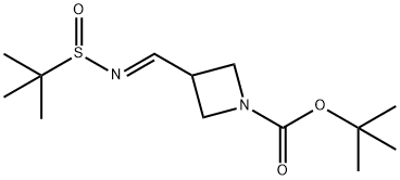 3-[(2-Methyl-propane-2-sulfinylimino)-methyl]-azetidine-1-carboxylic acid tert-butyl ester 结构式