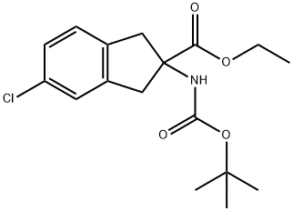 2-((叔丁氧基羰基)氨基)-5-氯-2,3-二氢-1H-茚-2-羧酸乙酯,1427501-60-7,结构式