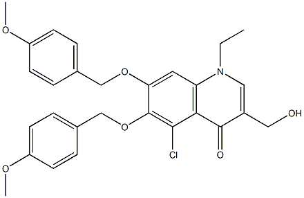 5-chloro-1-ethyl-3-(hydroxymethyl)-6,7-bis((4-methoxybenzyl)oxy)quinolin-4(1H)-one Struktur