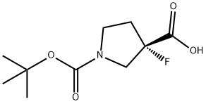 (3S)-1-[(叔丁氧基)羰基]-3-氟吡咯烷-3-羧酸,1438852-73-3,结构式