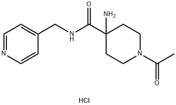 1-acetyl-4-amino-N-(pyridin-4-ylmethyl)piperidine-4-carboxamide hydrochloride Struktur