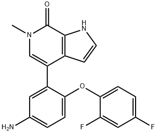 4-(5-amino-2-(2,4-difluorophenoxy)phenyl)-6-methyl-1H-pyrrolo[2,3-c]pyridin-7(6H)-one Structure