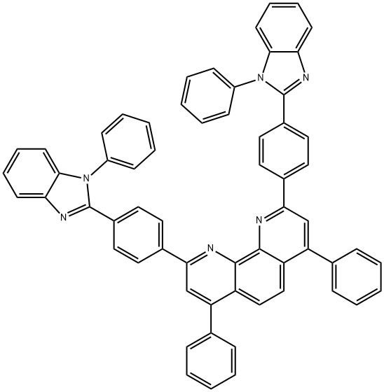 4,7-二苯基-2,9-双(4-(1-苯基-1H-苯并[D]咪唑-2-基)苯基)-1,1-菲咯啉, 1447848-17-0, 结构式
