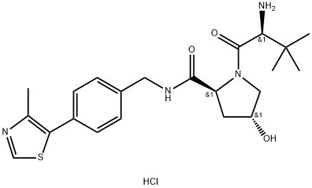 (2S,4R)-1-((S)-2-氨基-3,3-二甲基丁酰基)-4-羟基-N-(4-(4-甲基噻唑-5-基)苄基)吡咯烷-2-甲酰胺盐酸盐, 1448189-80-7, 结构式