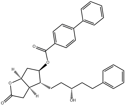 [1,1-Biphenyl]-4-carboxylic Acid (3aR,4R,5R,6aS)-Hexahydro-4-[(3R)-3-hydroxy-5-phenylpentyl]-2-oxo-2H-cyclopenta[b]furan-5-yl Ester 化学構造式