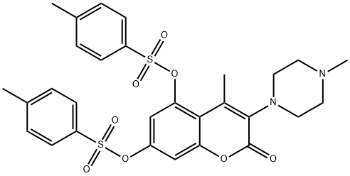 4-methyl-3-(4-methylpiperazin-1-yl)-2-
oxo-2H-chromene-5,7-diyl bis(4-methylbenzenesulfonate) Struktur
