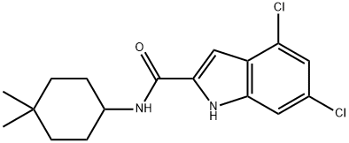 4,6-ジクロロ-N-(4,4-ジメチルシクロヘキシル)-1H-インドール-2-カルボキサミド 化学構造式
