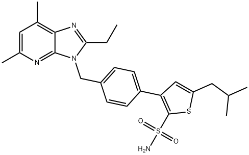 3-[4-({2-ethyl-5,7-dimethyl-3H-imidazo[4,5-b]pyridin-3-yl}methyl)phenyl]-5-(2-methylpropyl)thiophene-2-sulfonamide 结构式