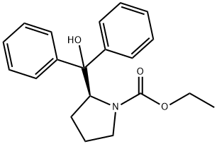 (S)-ethyl 2-(hydroxydiphenylmethyl)pyrrolidine-1-carboxylate 化学構造式