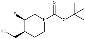 tert-butyl (3R,4S)-3-fluoro-4-(hydroxymethyl)piperidine-1-carboxylate 结构式