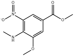 Methyl 3-methoxy-4-(methylamino)-5-nitrobenzoate 化学構造式