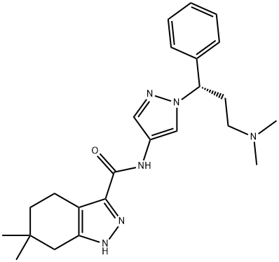 N-[1-[(1S)-3-(dimethylamino)-1-phenylpropyl]pyrazol-4-yl]-6,6-dimethyl-1,4,5,7-tetrahydroindazole-3-carboxamide Structure
