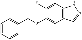5-(benzylthio)-6-fluoro-1H-indazole, 1608480-95-0, 结构式