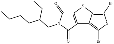 1,3-dibromo-6-(2-ethylhexyl)-5H-thieno[3',4':4,5]thieno[2,3-c]pyrrole-5,7(6H)-dione 化学構造式