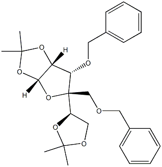 (3aR,5S,6S,6aR)-6-Benzy loxy-5-(benzyloxymethyl)-5-[(4R)-2,2-dimethyl-1,3-dioxolan-4-yl]-2,2-dimethyl-6,6a-dihydro-3aH-furo[2,3-d][1,3]dioxole 结构式