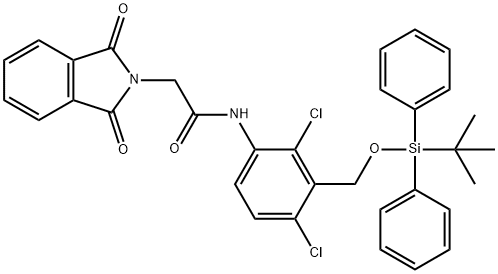 N-(3-(((叔-丁基二苯基甲硅烷基)氧代)甲基)-2,4-二氯苯基)-2-(1,3-二氧亚基异二氢吲哚-2-基)醋胺石, 167837-46-9, 结构式