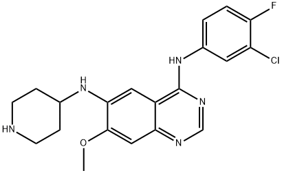 N4-(3-chloro-4-fluorophenyl)-7-methoxy-N6-(piperidin-4-yl)quinazoline-4,6-diamine Struktur