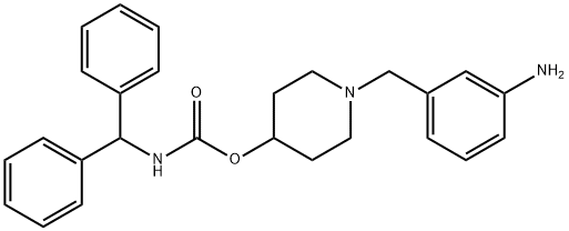 Carbamic acid, (diphenylmethyl)-, 1-[(3-aminophenyl)methyl]-4-piperidinyl ester 化学構造式