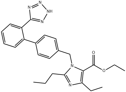 乙基 1-((2-(1H-四唑-5-基)-[1,1-二联苯]-4-基)甲基)-4-乙基-2-丙基-1H-咪唑-5-甲酸基酯, 172876-13-0, 结构式