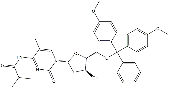 5'-O-(4,4'-Dimethoxytrityl)-N4-Isobutyryl-5-Methyl-2'-deoxycytidine 化学構造式