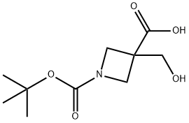 1-(tert-butoxycarbonyl)-3-(hydroxymethyl)-3-azetidinecarboxylic acid Structure