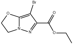 7-Bromo-2,3-dihydro-pyrazolo[5,1-b]oxazole-6-carboxylic acid ethyl ester Struktur