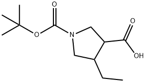 4-乙基-1,3-吡咯烷二甲酸 1-叔丁酯, 1779899-46-5, 结构式