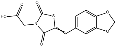 (Z)-2-(5-(benzo[d][1,3]dioxol-5-ylmethylene)-2,4-dioxothiazolidin-3-yl)acetic acid Structure