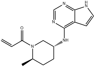 1-((2R,5R)-5-((7H-pyrrolo[2,3-d]pyrimidin-4-yl)amino)-2-methylpiperidin-1-yl)prop-2-en-1-one Structure