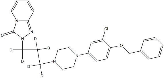 2-[3-[4-(3-chloro-4-phenylmethoxyphenyl)piperazin-1-yl]-1,1,2,2,3,3-hexadeuteriopropyl]-[1,2,4]triazolo[4,3-a]pyridin-3-one Struktur