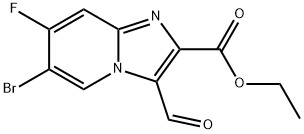 6-Bromo-7-fluoro-3-formyl-imidazo[1,2-a]pyridine-2-carboxylic acid ethyl ester Struktur