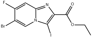 6-Bromo-7-fluoro-3-iodo-imidazo[1,2-a]pyridine-2-carboxylic acid ethyl ester 结构式