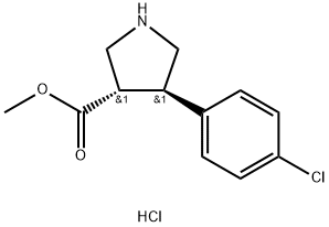 (3S,4R)-Methyl 4-(4-chlorophenyl)pyrrolidine-3-carboxylate hydrochloride, 1807941-55-4, 结构式