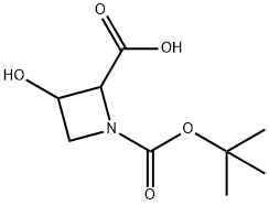 1-[(TERT-ブチルトキシ)カルボニル]-3-ヒドロキシアゼチジン-2-カルボン酸 化学構造式