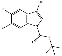 tert-butyl 5-bromo-6-chloro-3-hydroxy-1H-indole-1-carboxylate 结构式