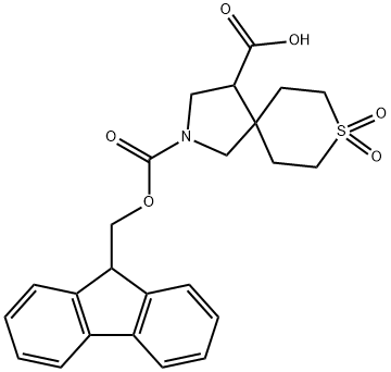 2-(((9H-Fluoren-9-Yl)Methoxy)Carbonyl)-8-Thia-2-Azaspiro[4.5]Decane-4-Carboxylic Acid 8,8-Dioxide Structure