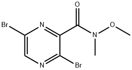 3,6-dibromo-N-methoxy-N-methylpyrazine-2-carboxamide Struktur
